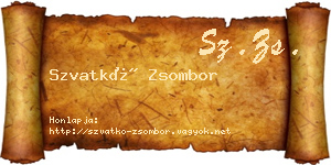 Szvatkó Zsombor névjegykártya
